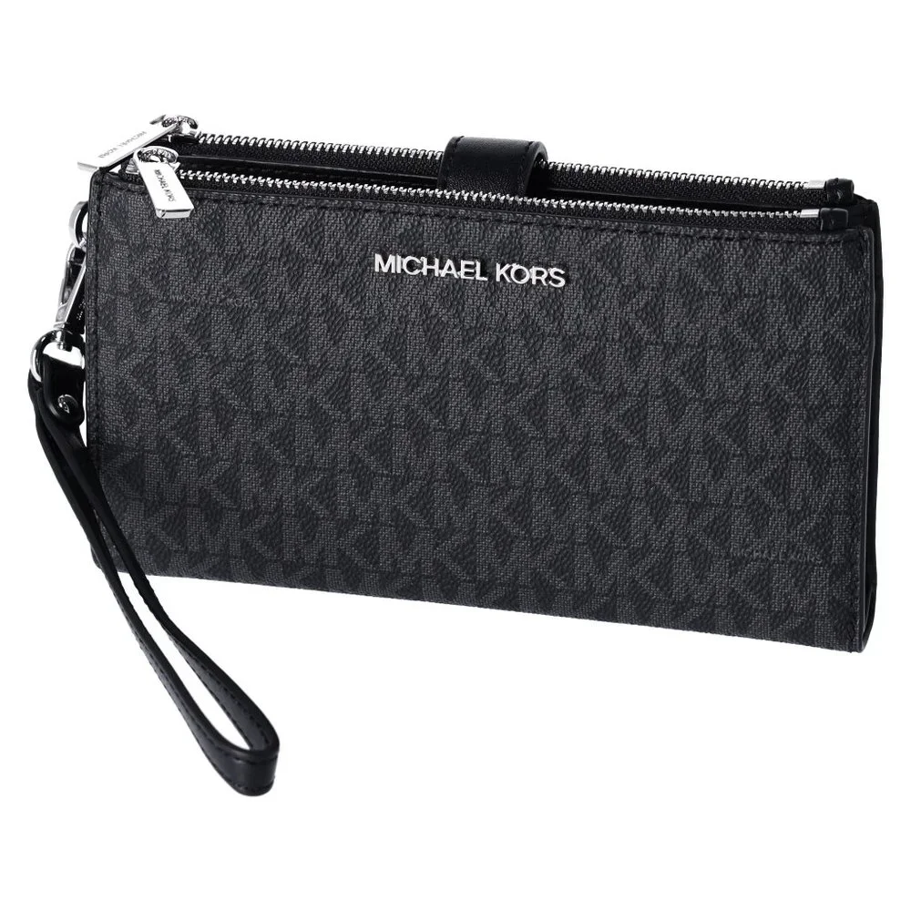 Michael Kors Jet Set Travel Double Zip Phone Wallet MK Black